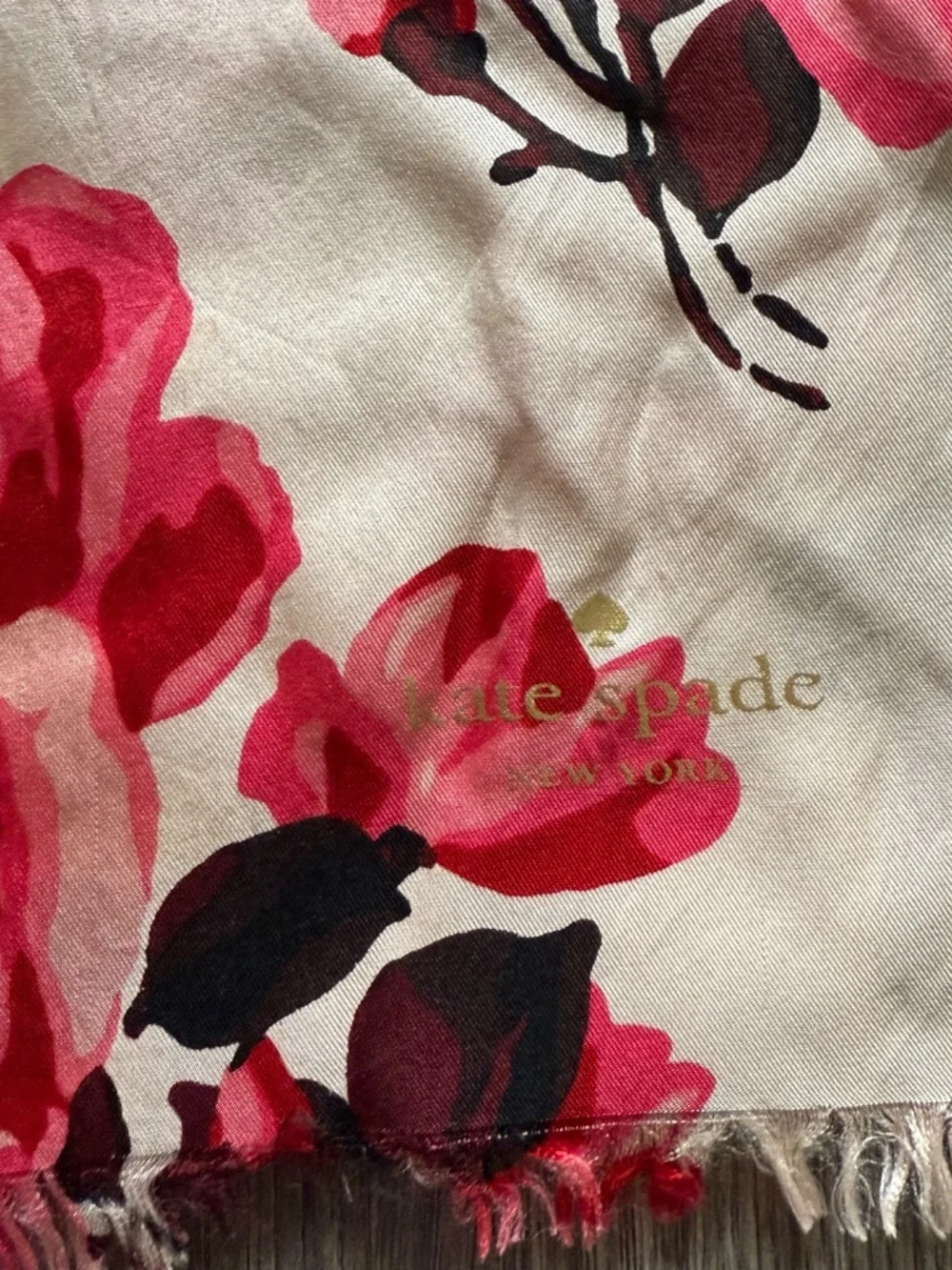 Kate Spade 100% Silk Rose Print Scarf - Picture 2 of 5